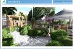 Công viên xanh mát với lối đi bộ thư giãn tại Donasea Villas 11.