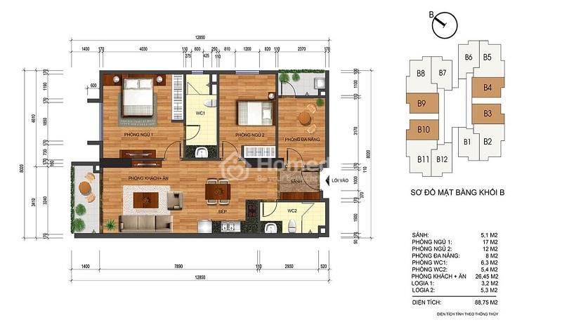 Mặt bằng căn hộ Thống Nhất Complex