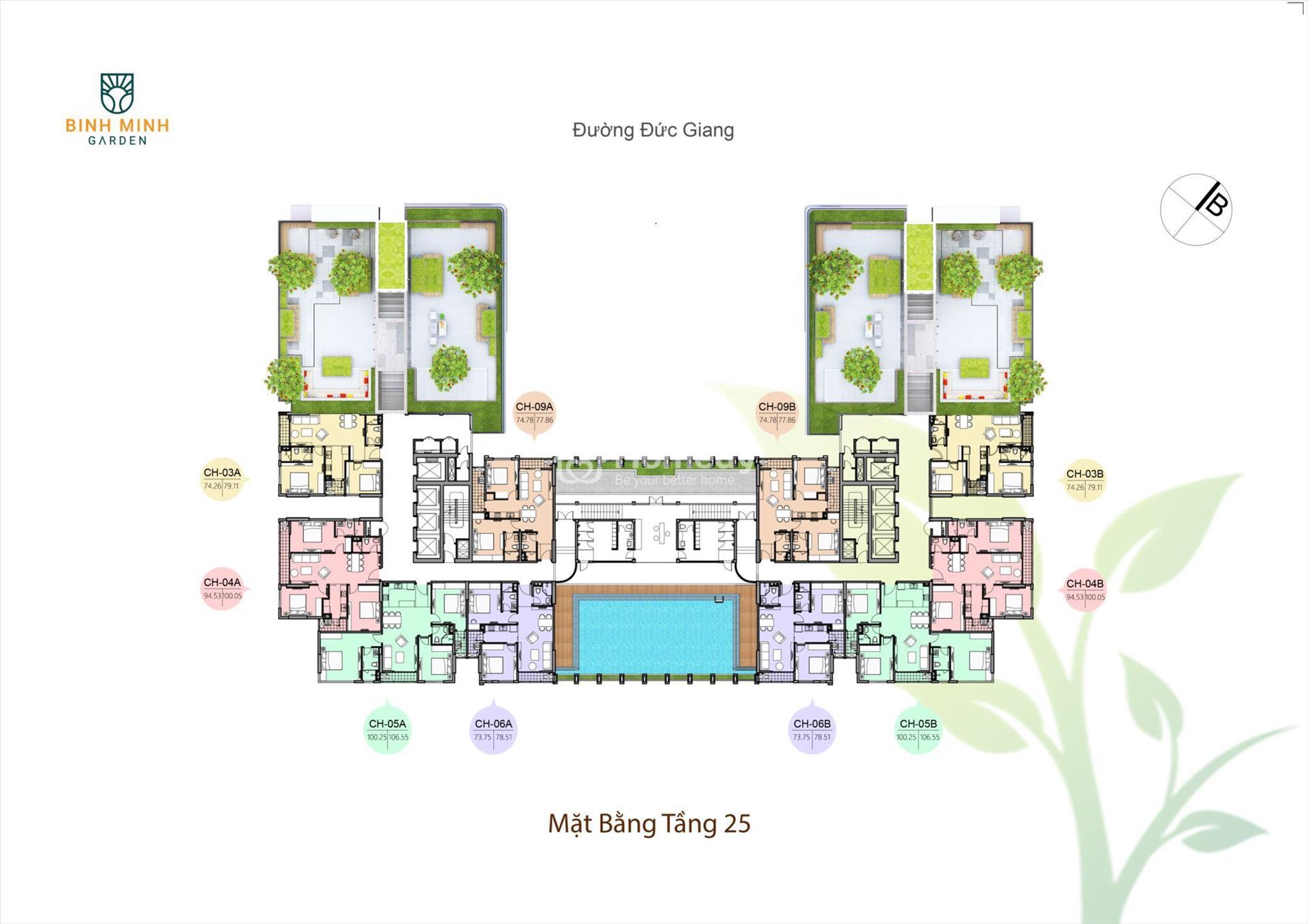 Mặt bằng điển hình dự án Bình Minh Garden Long Biên