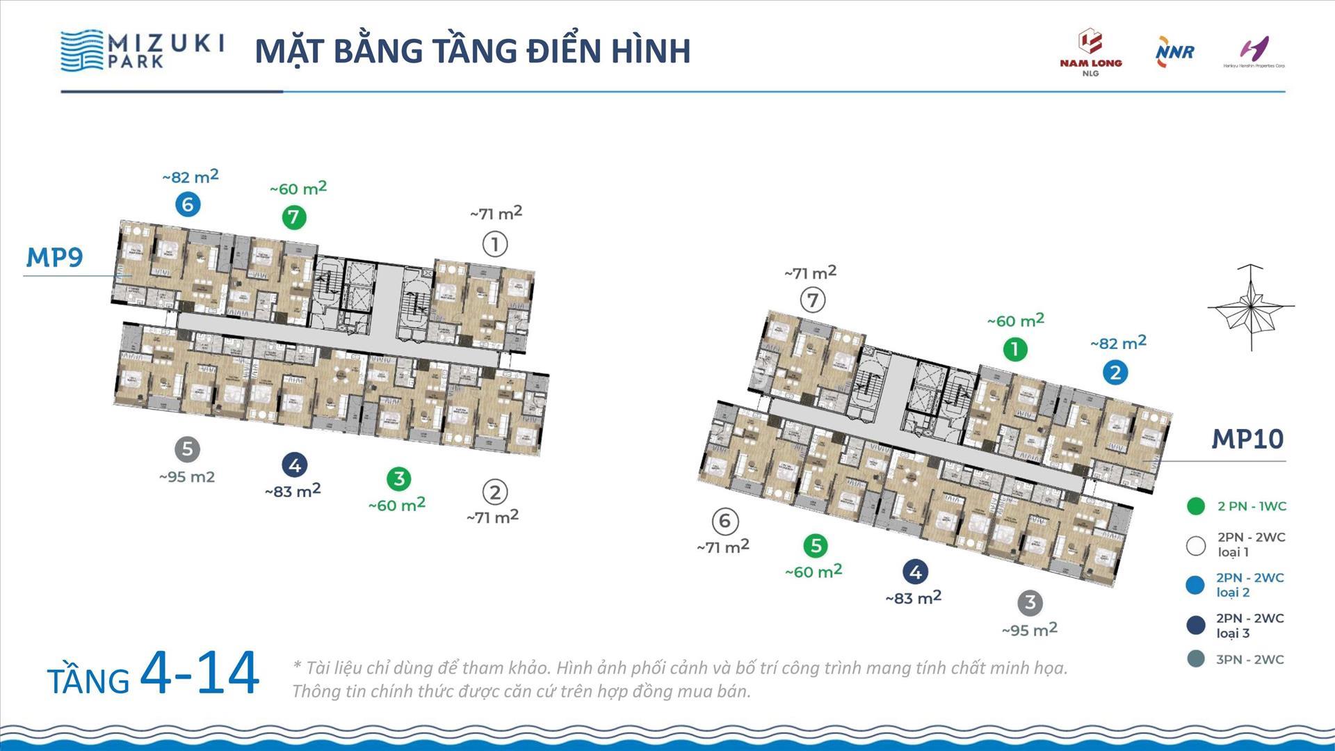 Mặt bằng tầng điển hình khu đô thị Mizuki Park