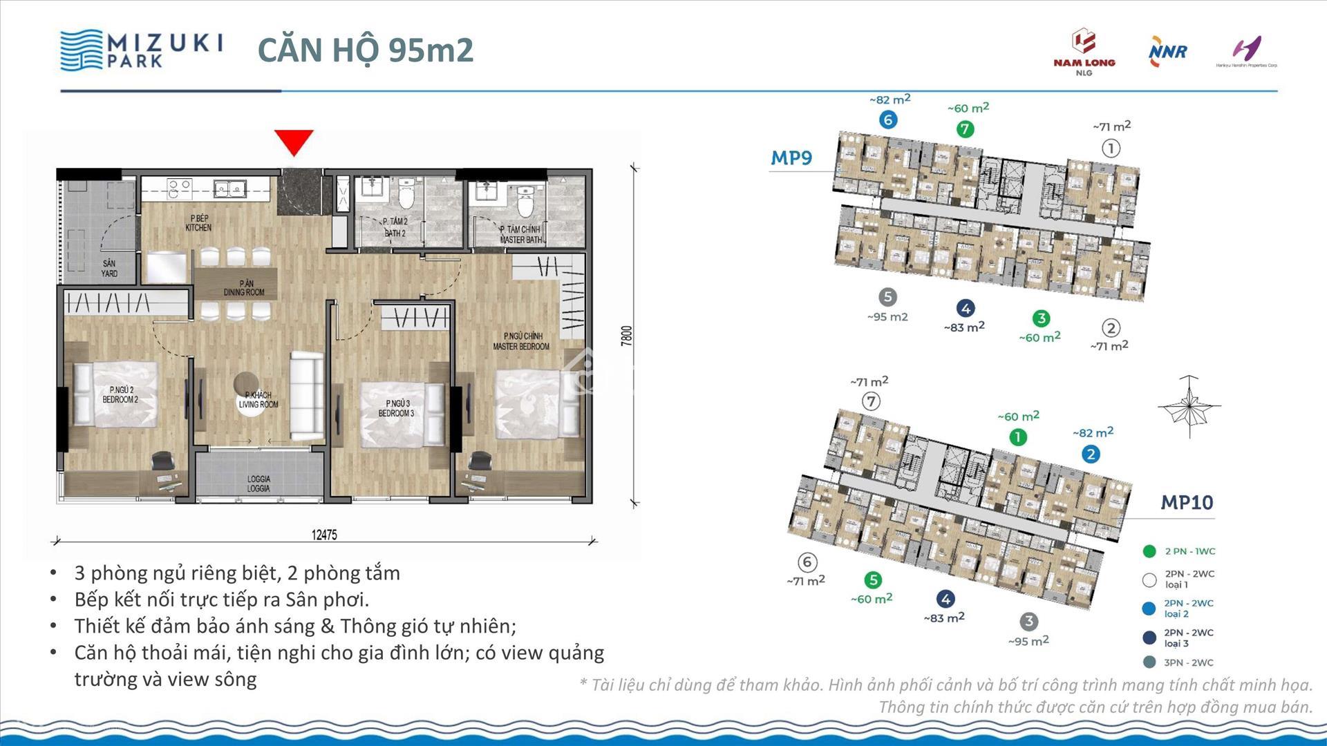 Mặt bằng căn hộ 95m2 khu đô thị Mizuki Park