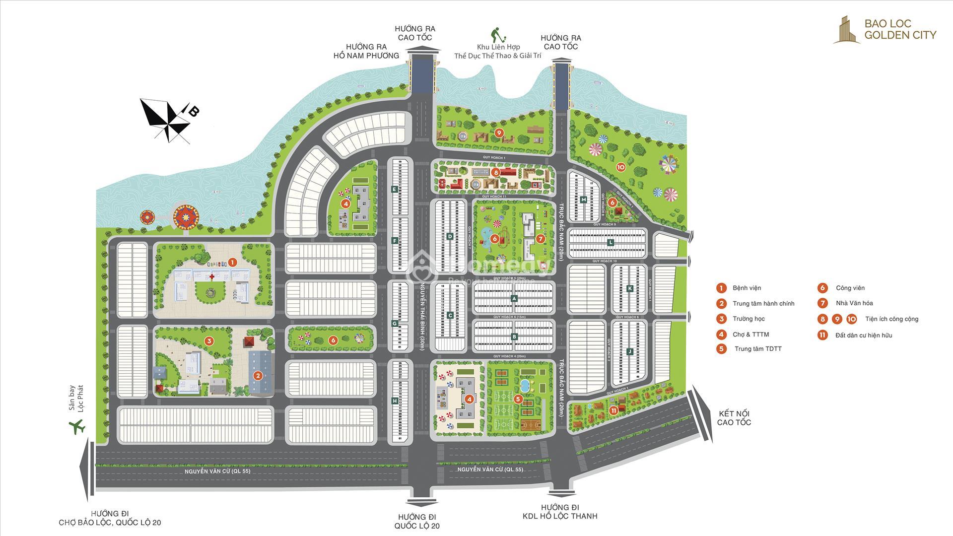 Mặt bằng phân lô chi tiết dự án Bảo Lộc Golden City