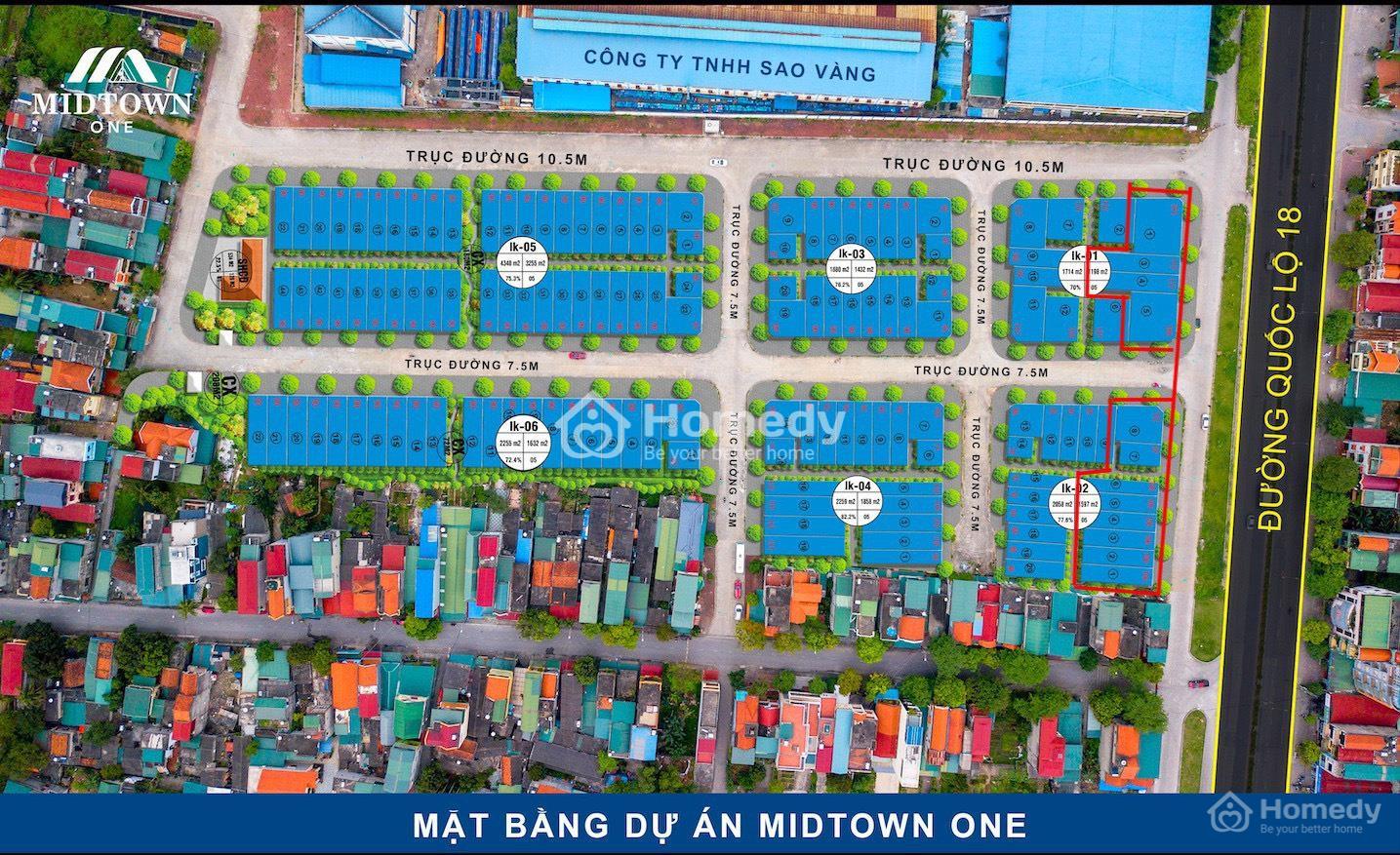 Mặt bằng phân lô Dự Án Midtown One Uông Bí