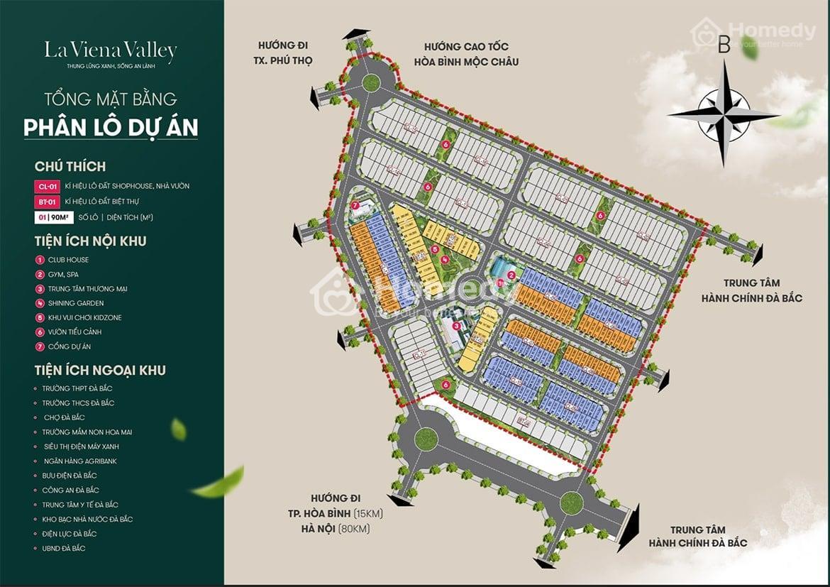 Mặt bằng phân lô Dự án Khu đô thị Đà Bắc (La Viena Valley)