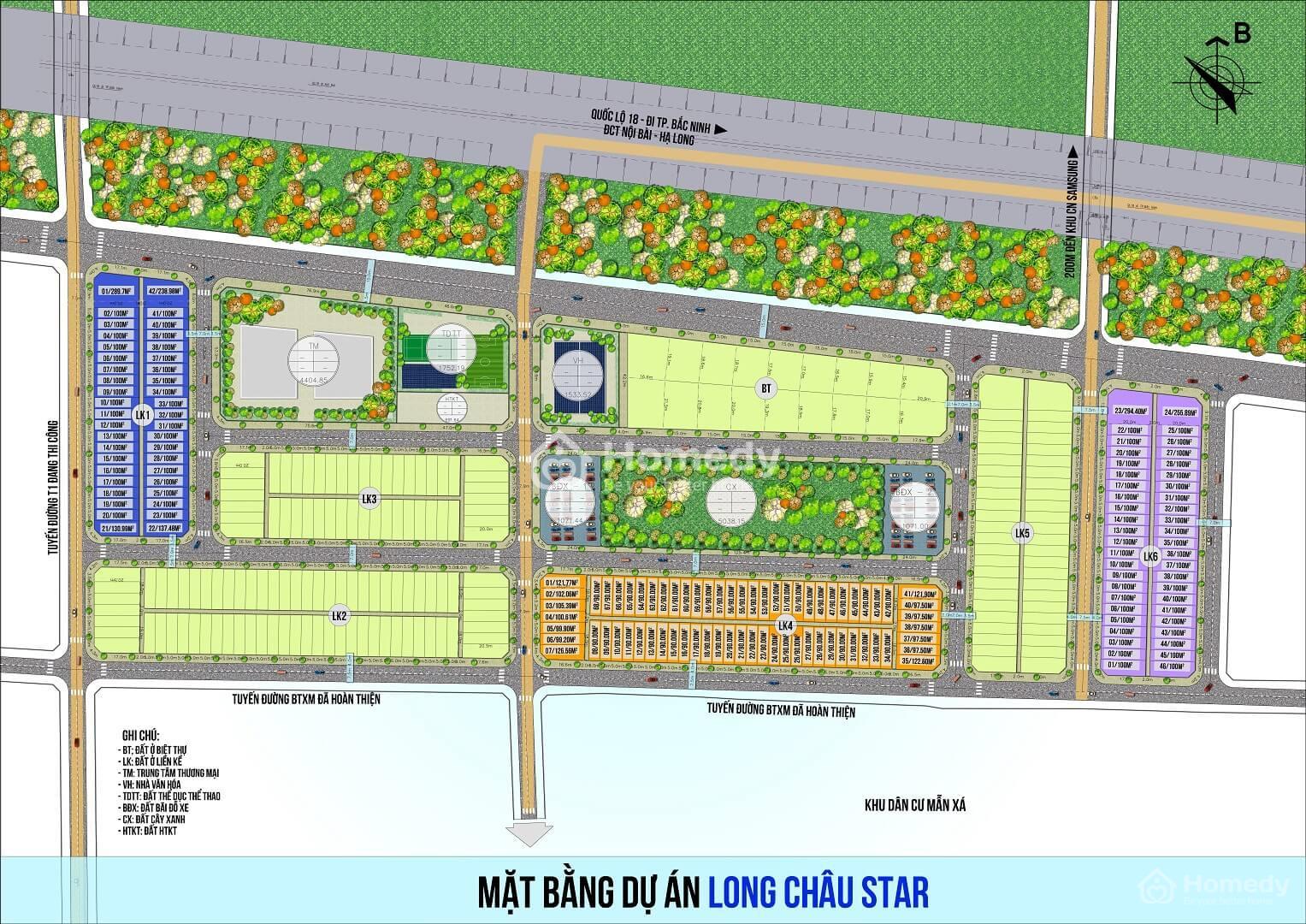 Mặt bằng dự án Long Châu Star Mẫn Xá
